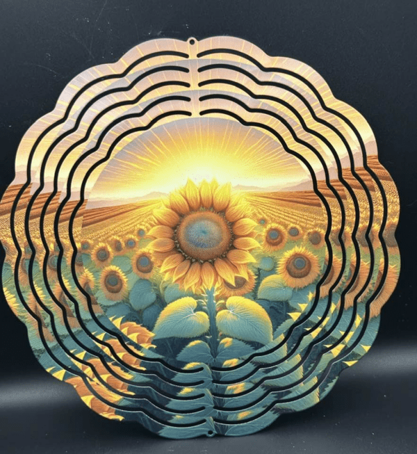 A tranquil field of thousands of sunflowers stretching into the sunny horizon.